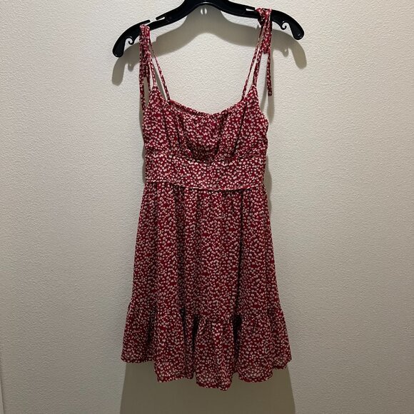 Princess Polly Maroon Floral Print Mini Dress Size 4 - Picture 2 of 7